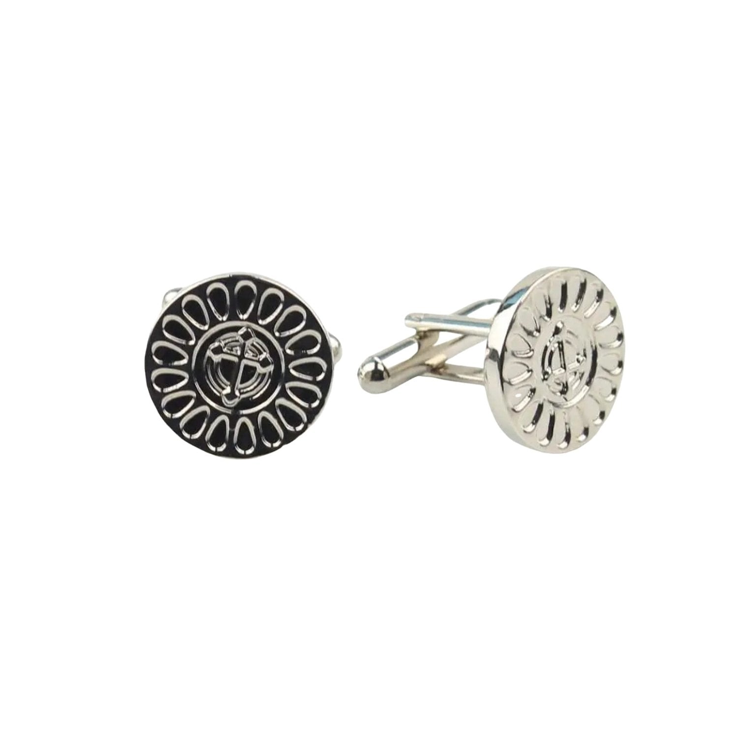 Black With Silver Petal Anchor Cufflink