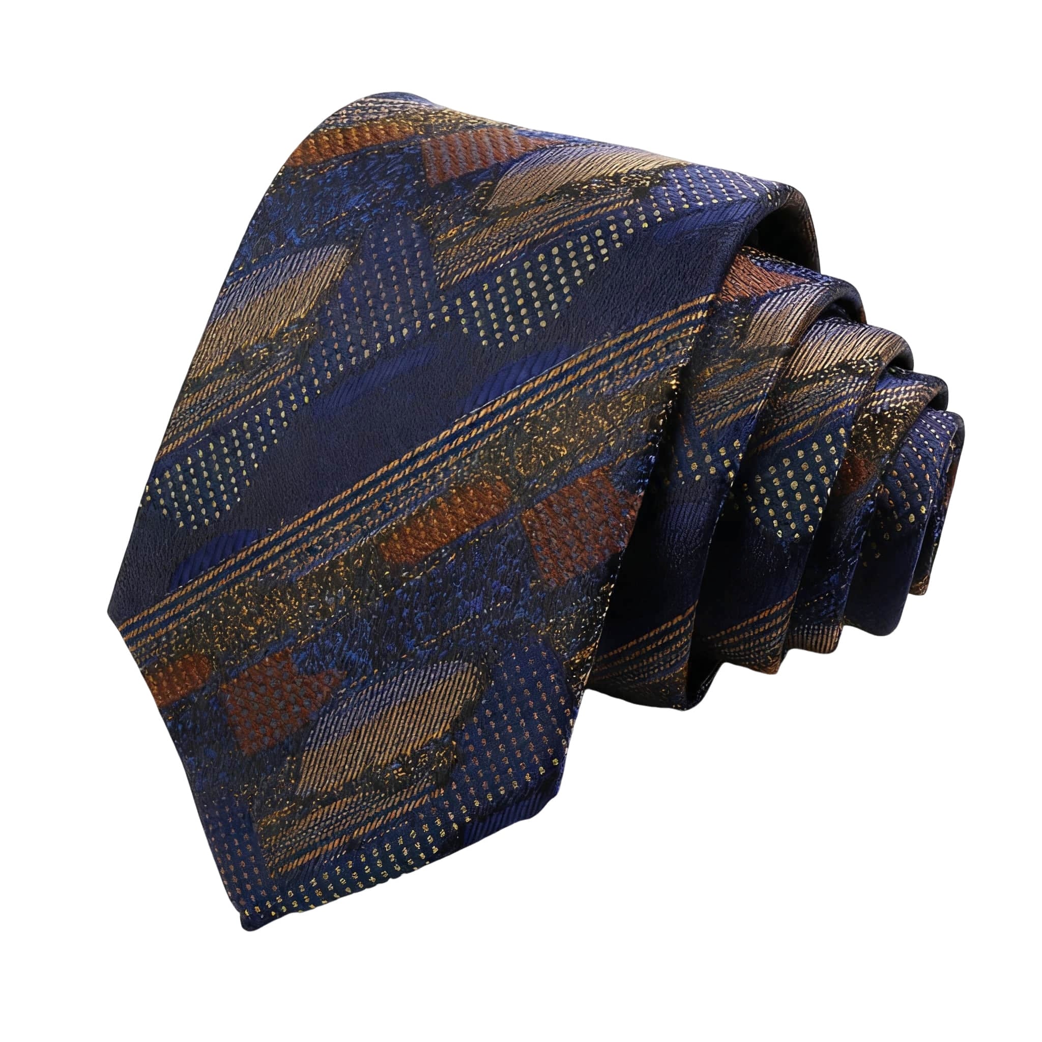 Navy Blue Gold Geometric Necktie