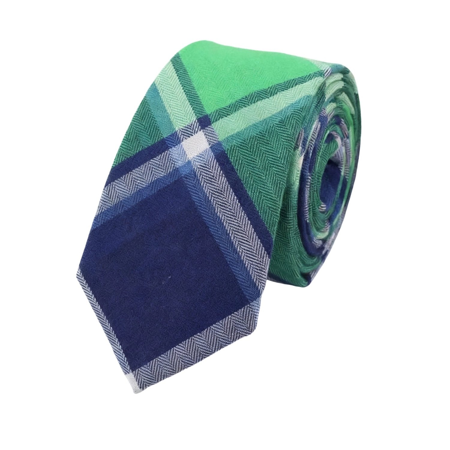 Green with Blue Plaid Necktie