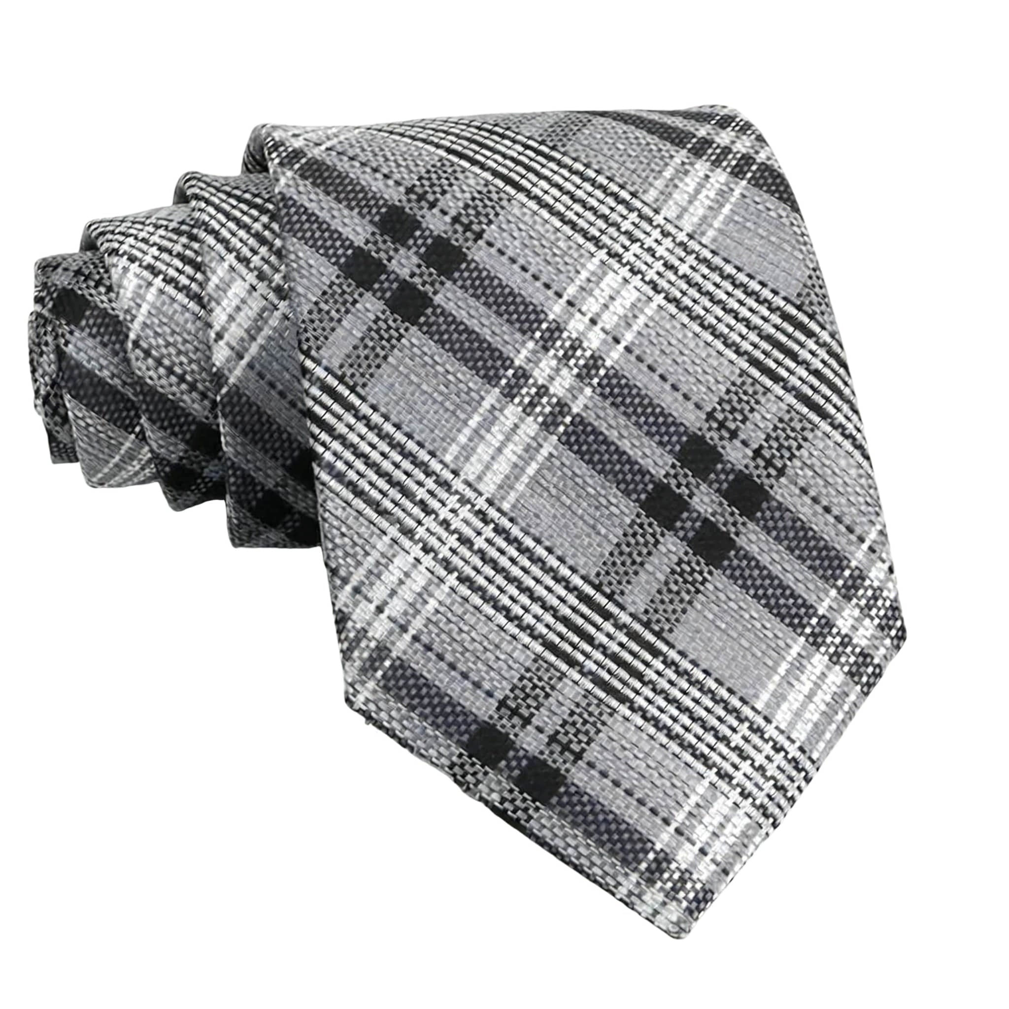 Gray Black Plaid Necktie