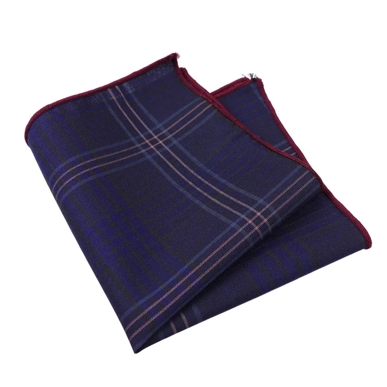 Navy With Light Brown Plaid Pocket Square