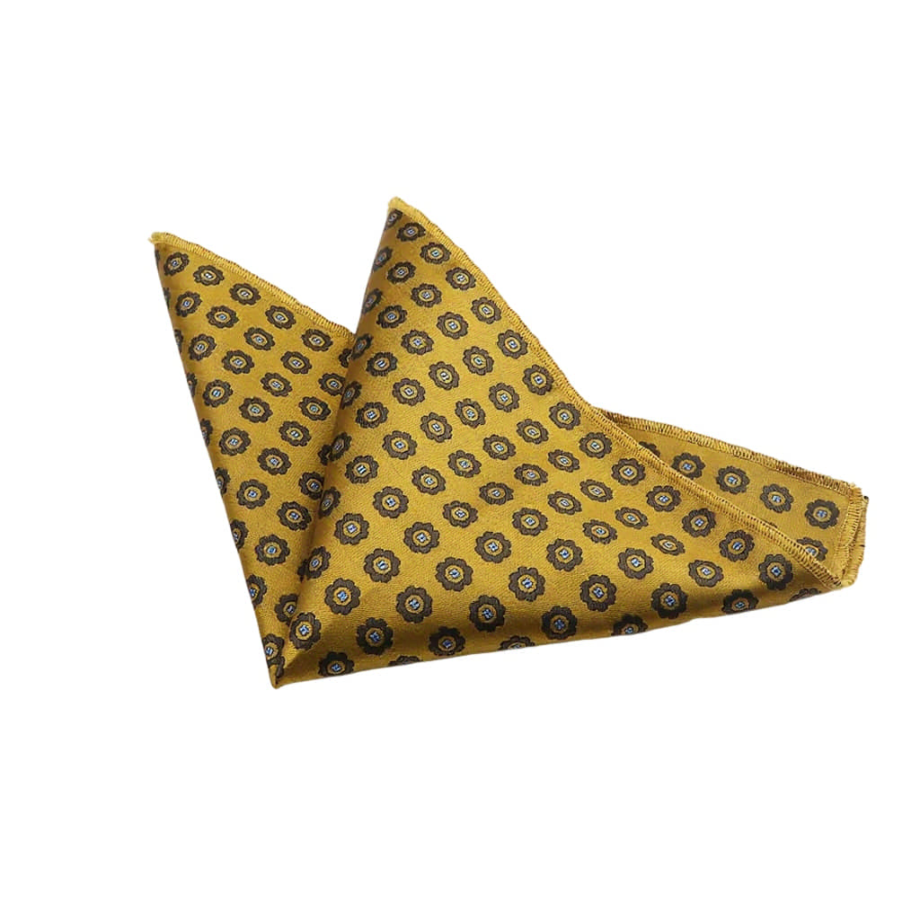 Gold Brown Floral Pocket Square