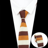 ZONFAZ Men's Knitted Striped Neckties Casual Skinny Knit Ties