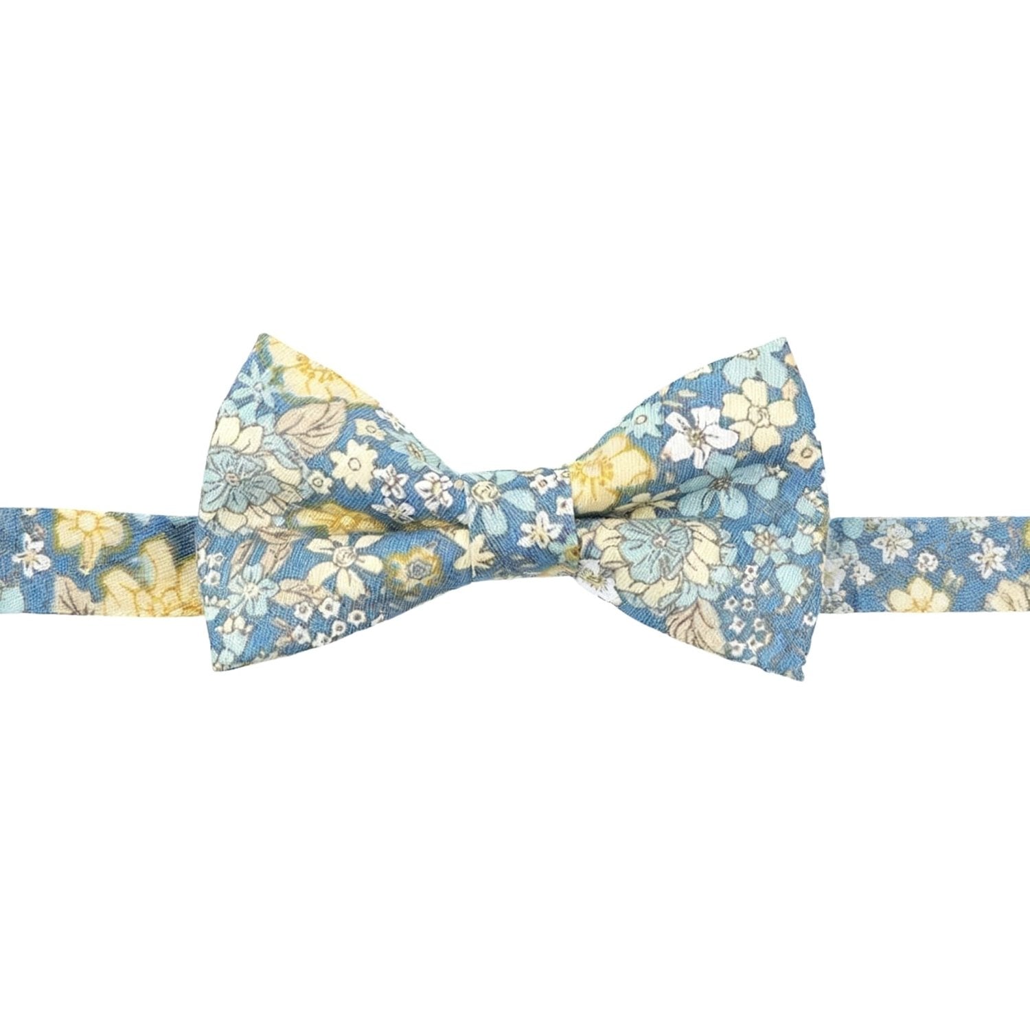Blue with Yellow and White Floral Bowtie