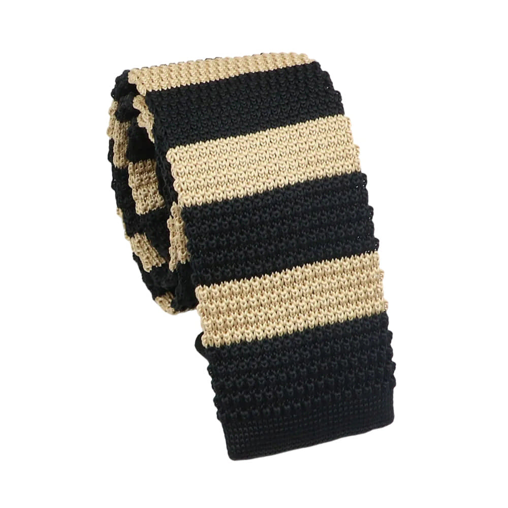 Black Beige Striped Necktie