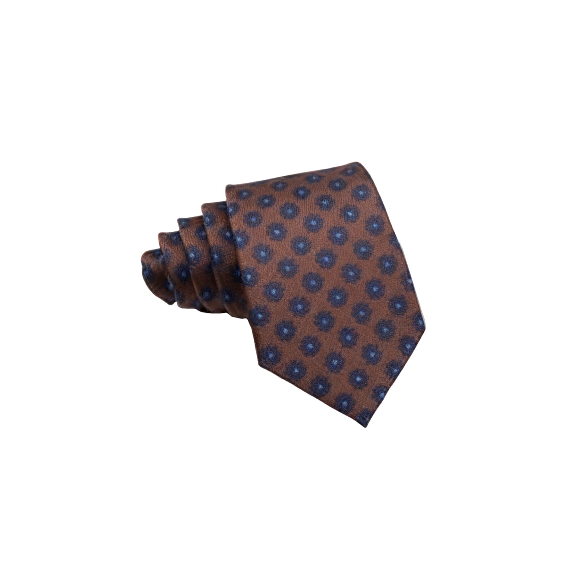 Brown Blue Floral Necktie Pocket Square