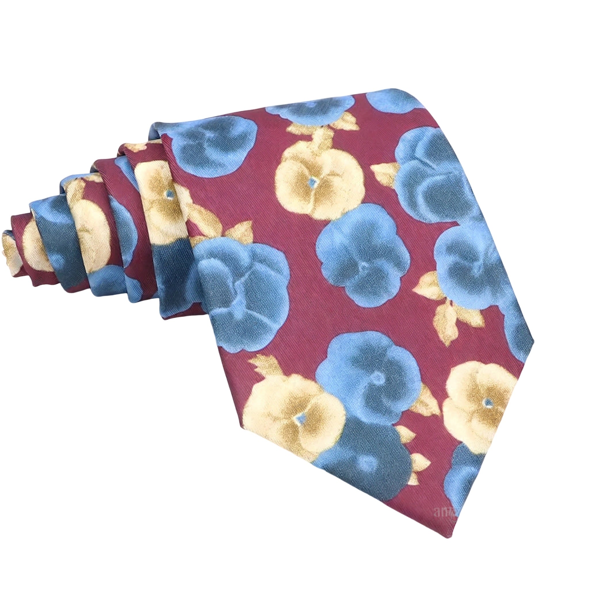 Burgundy Blue Floral Necktie