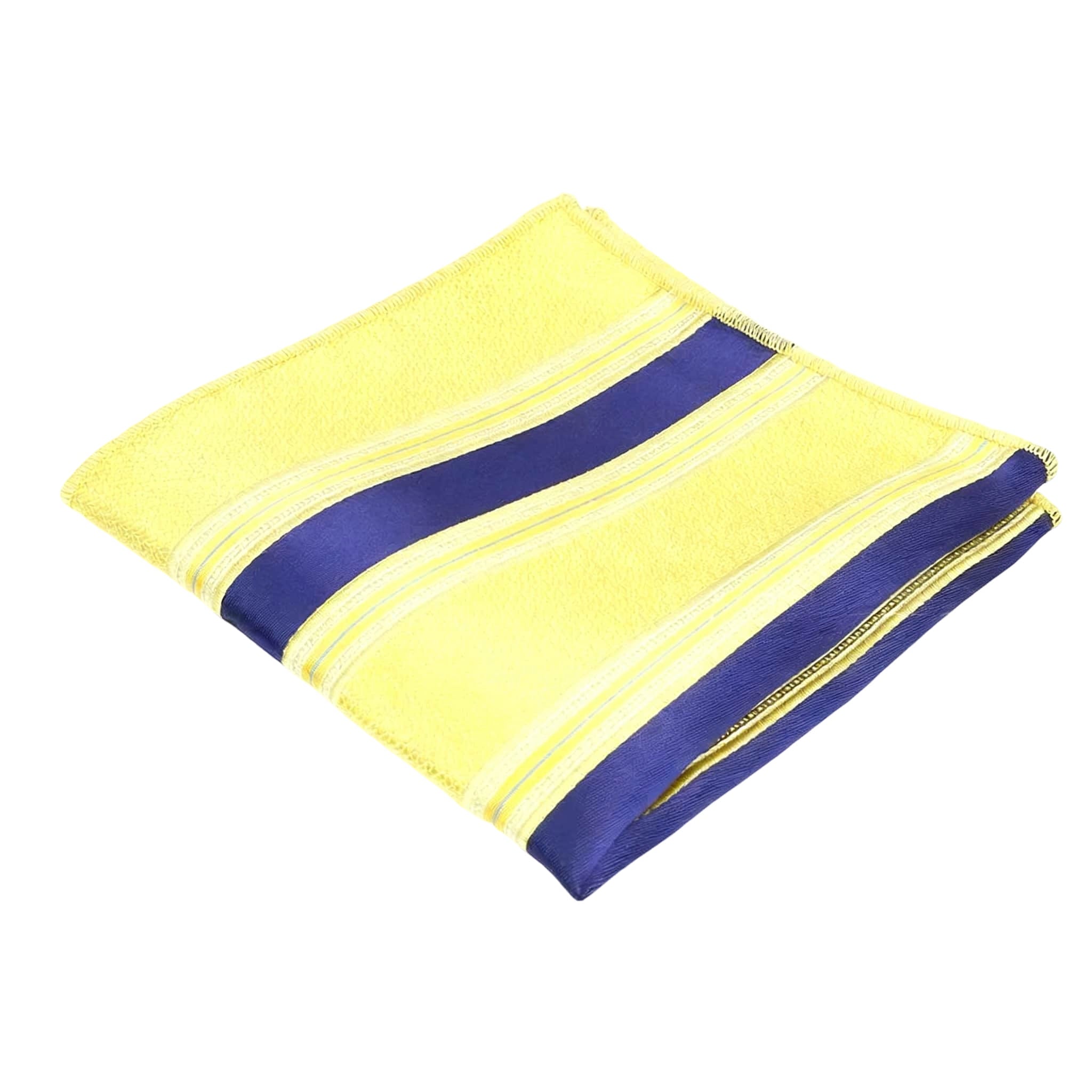 Yellow Blue Striped Pocket Square