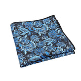 Black Blue Paisley Pocket Square