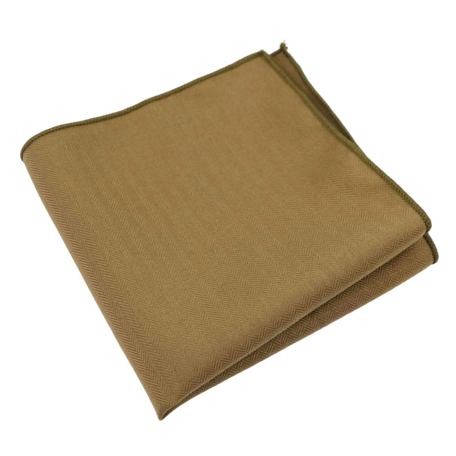 Khaki With Khaki Herringbone Pocket Square