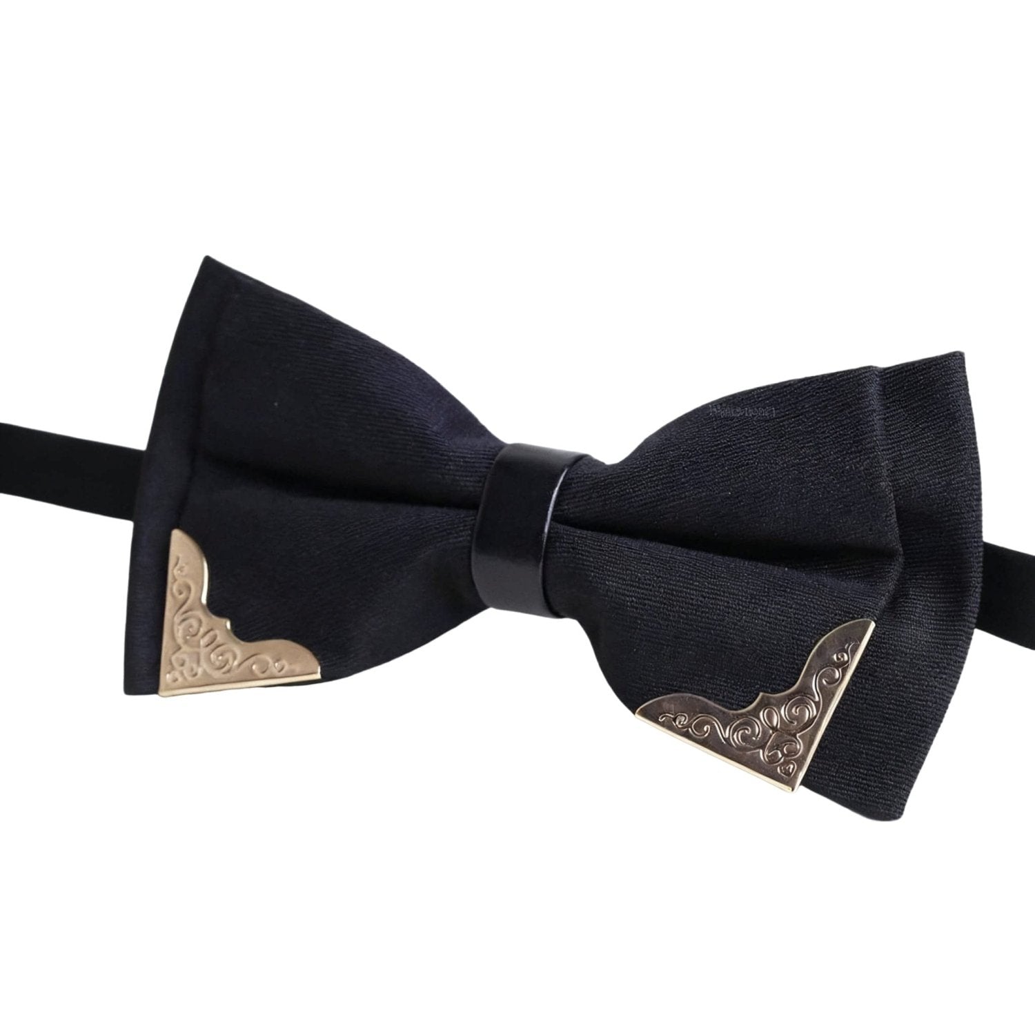 Black With Golden Ornamental Corners Bowtie