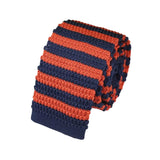 Navy Orange Stripe Knitted Necktie