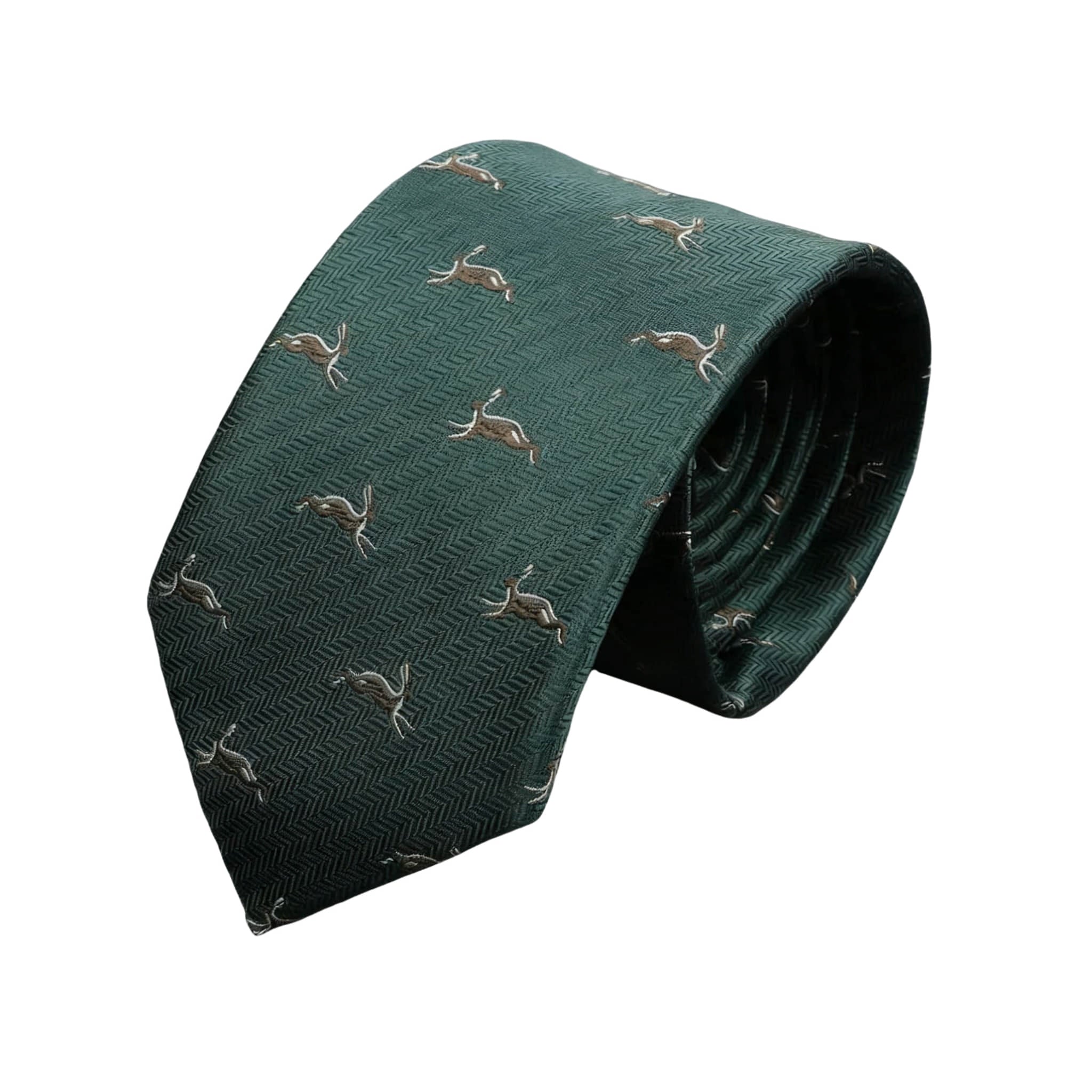 Green Brown Rabbit Necktie