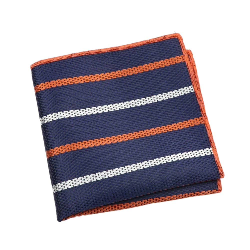 Navy Blue White Striped Pocket Square