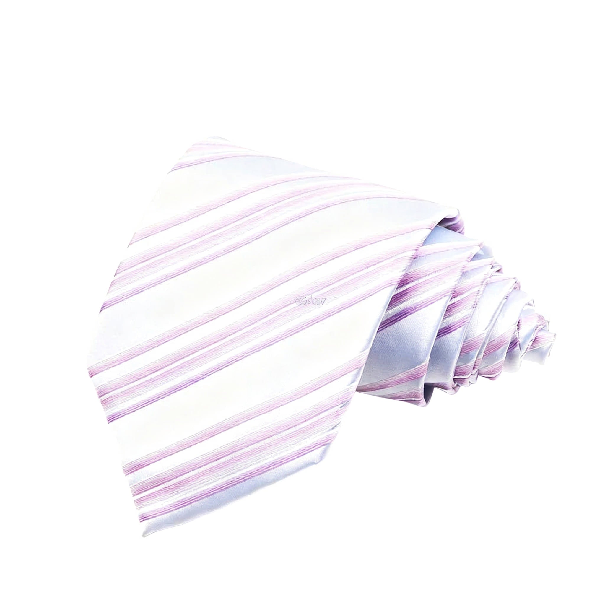 White With Pink-Purple Vertical Stripes Necktie
