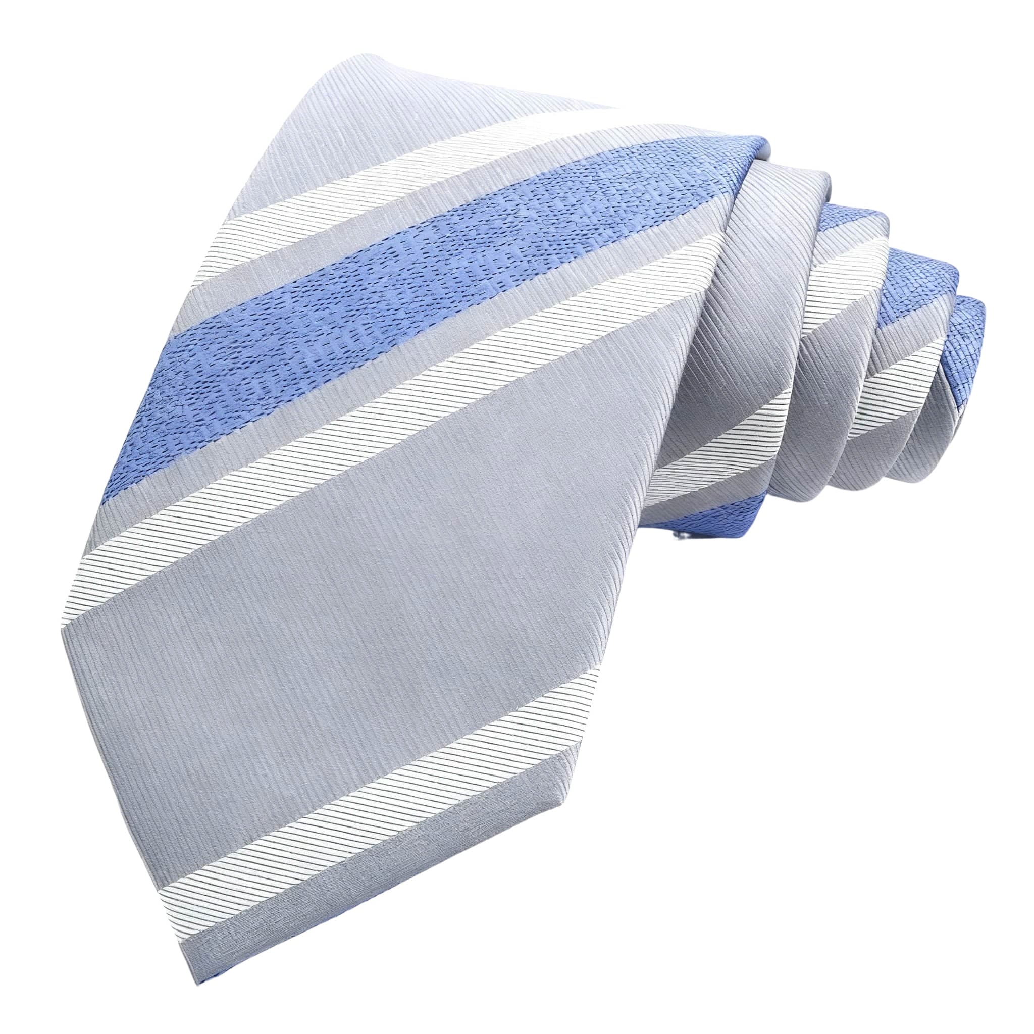 Gray Blue Striped Necktie