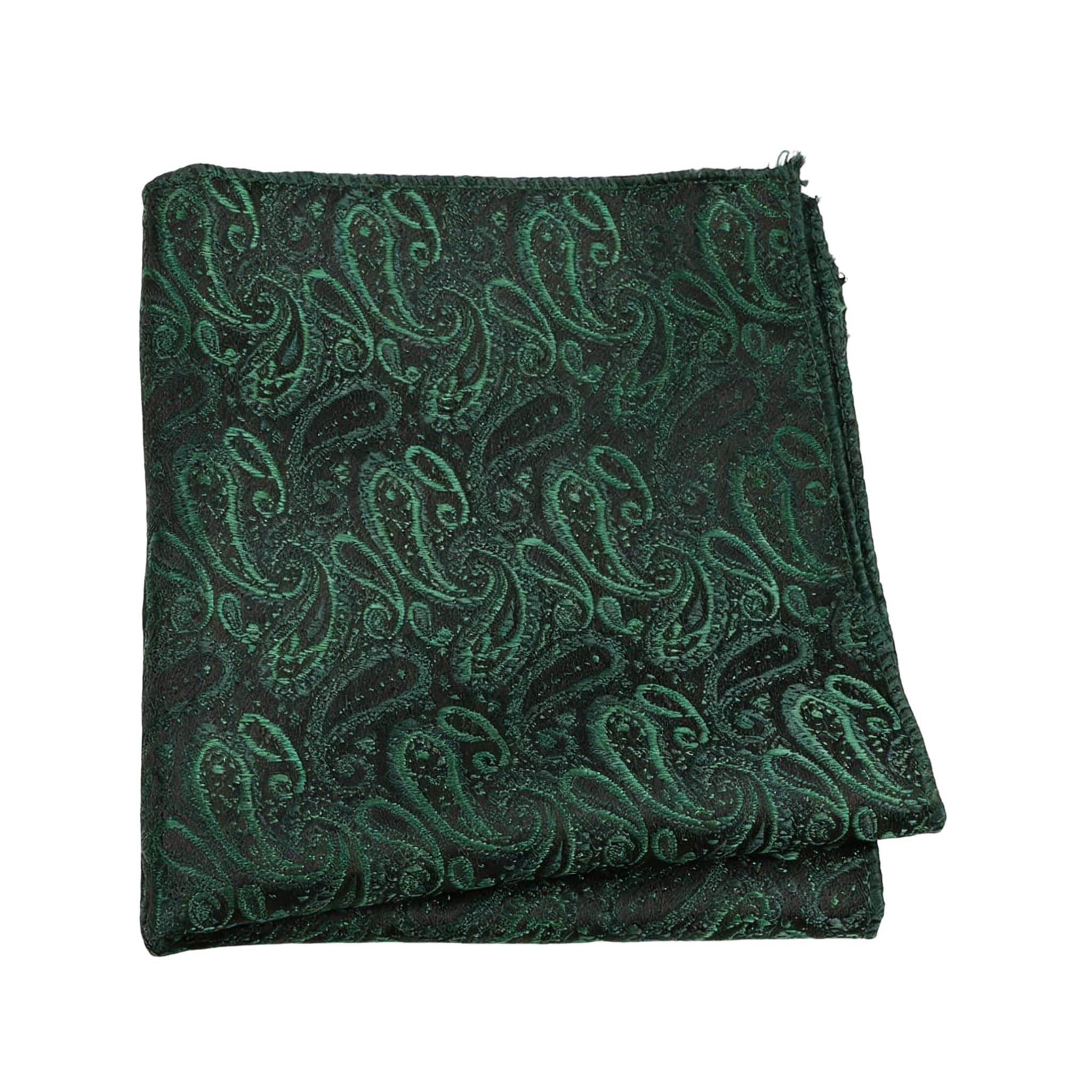 Black Green Paisley Pocket Square