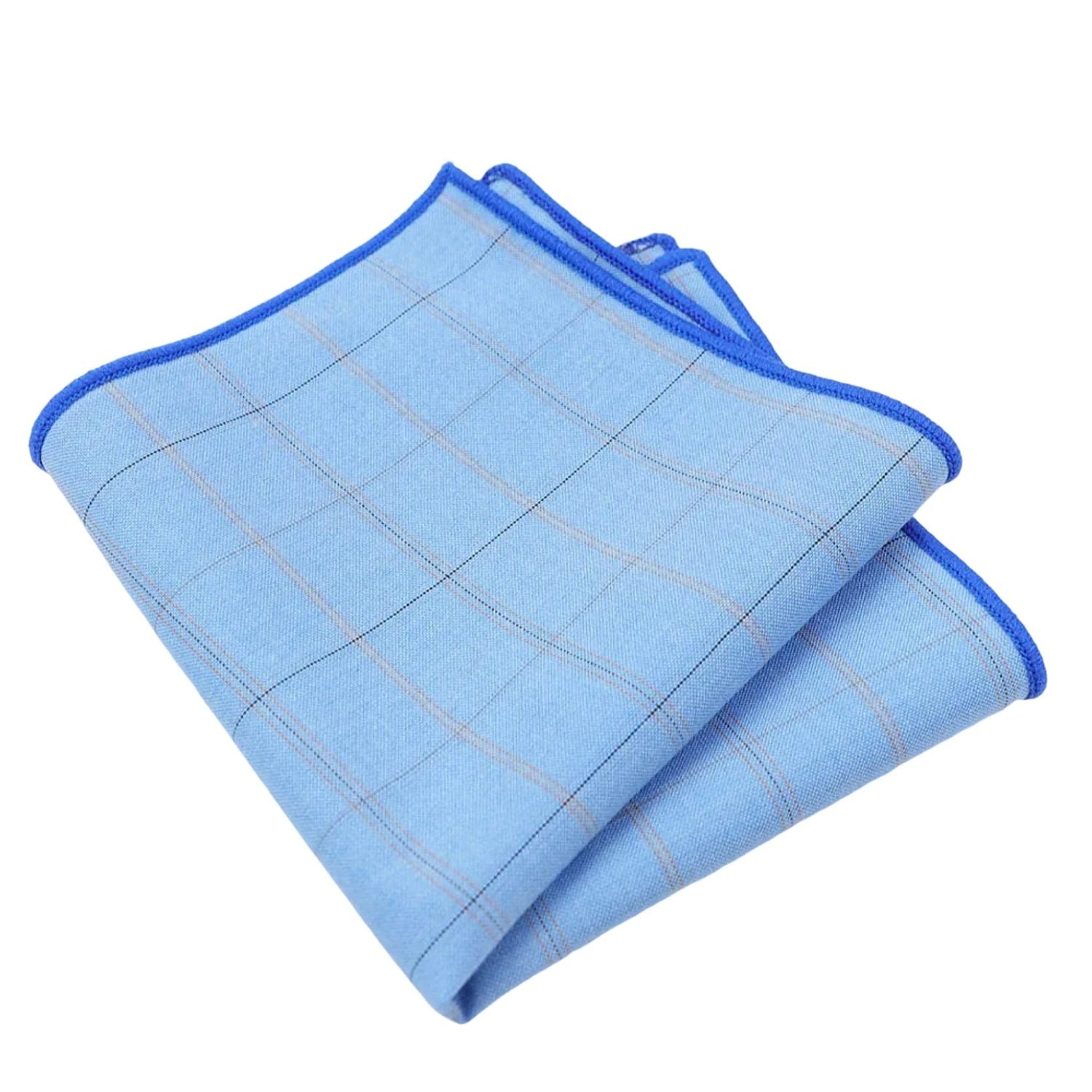 Light Blue With Black Plaid Pocket Square