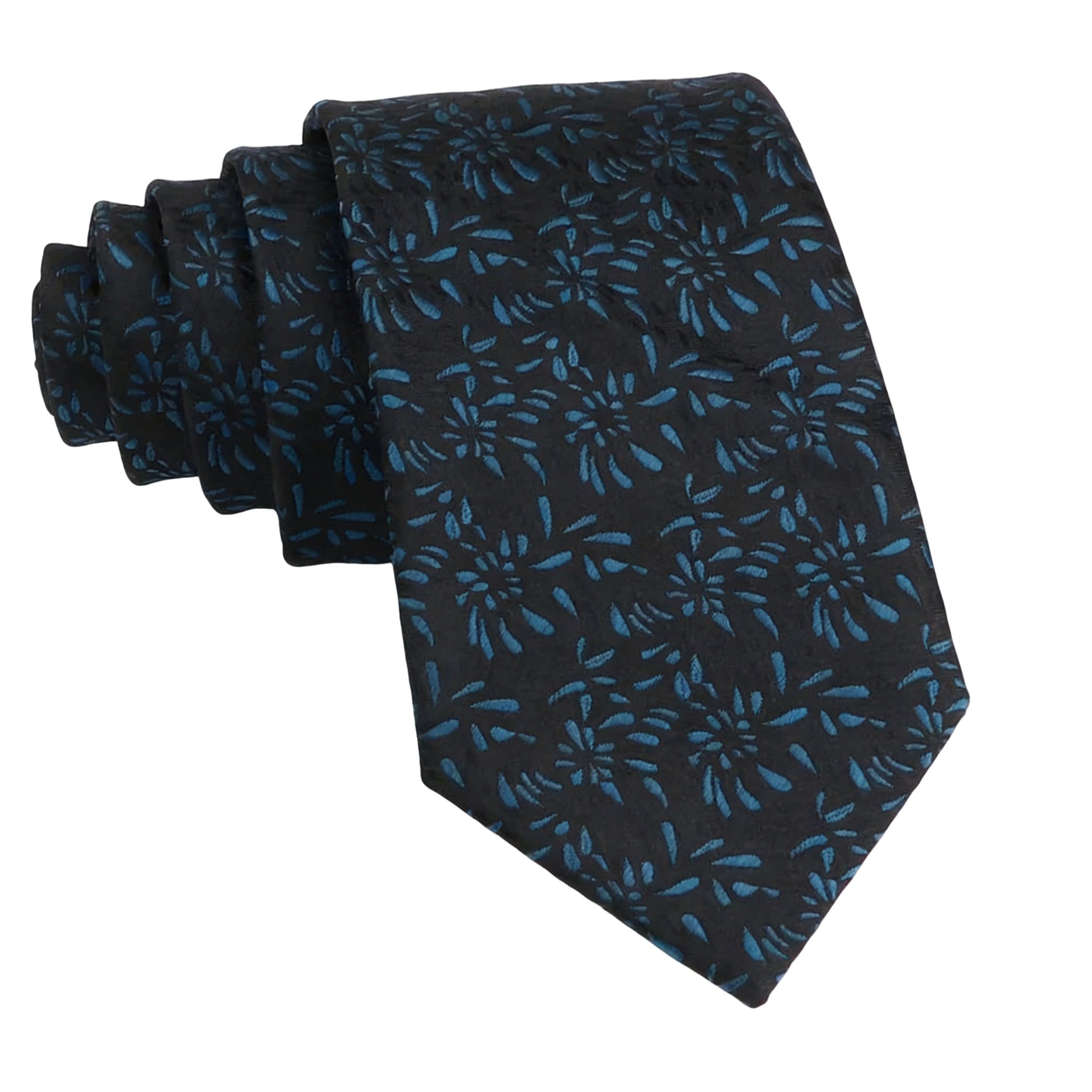 Black Blue Floral Necktie