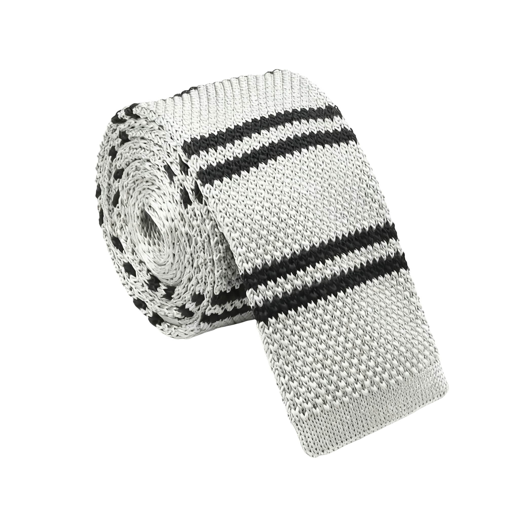 Gray Black Striped Necktie