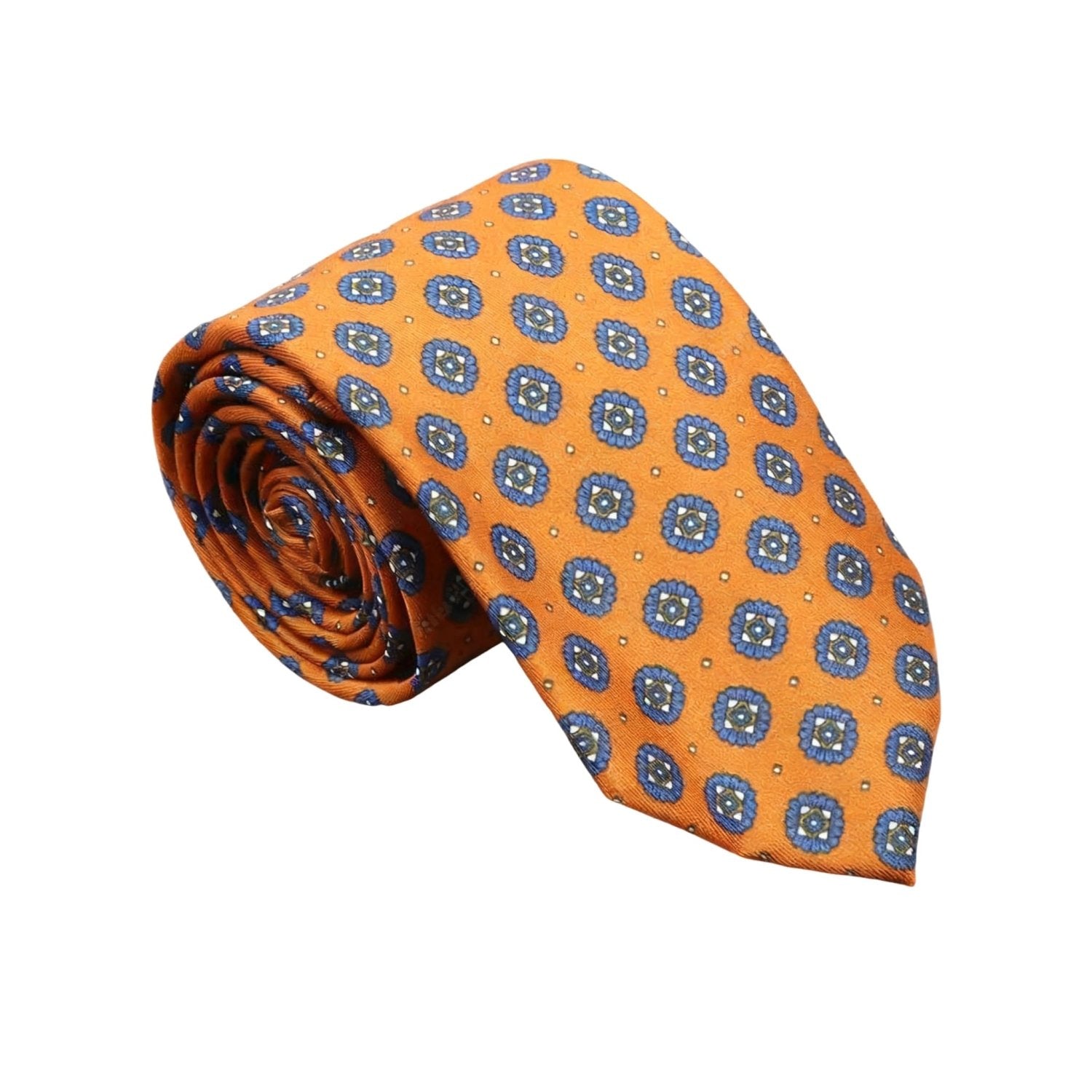 Orange with Blue Circular Medallion Necktie