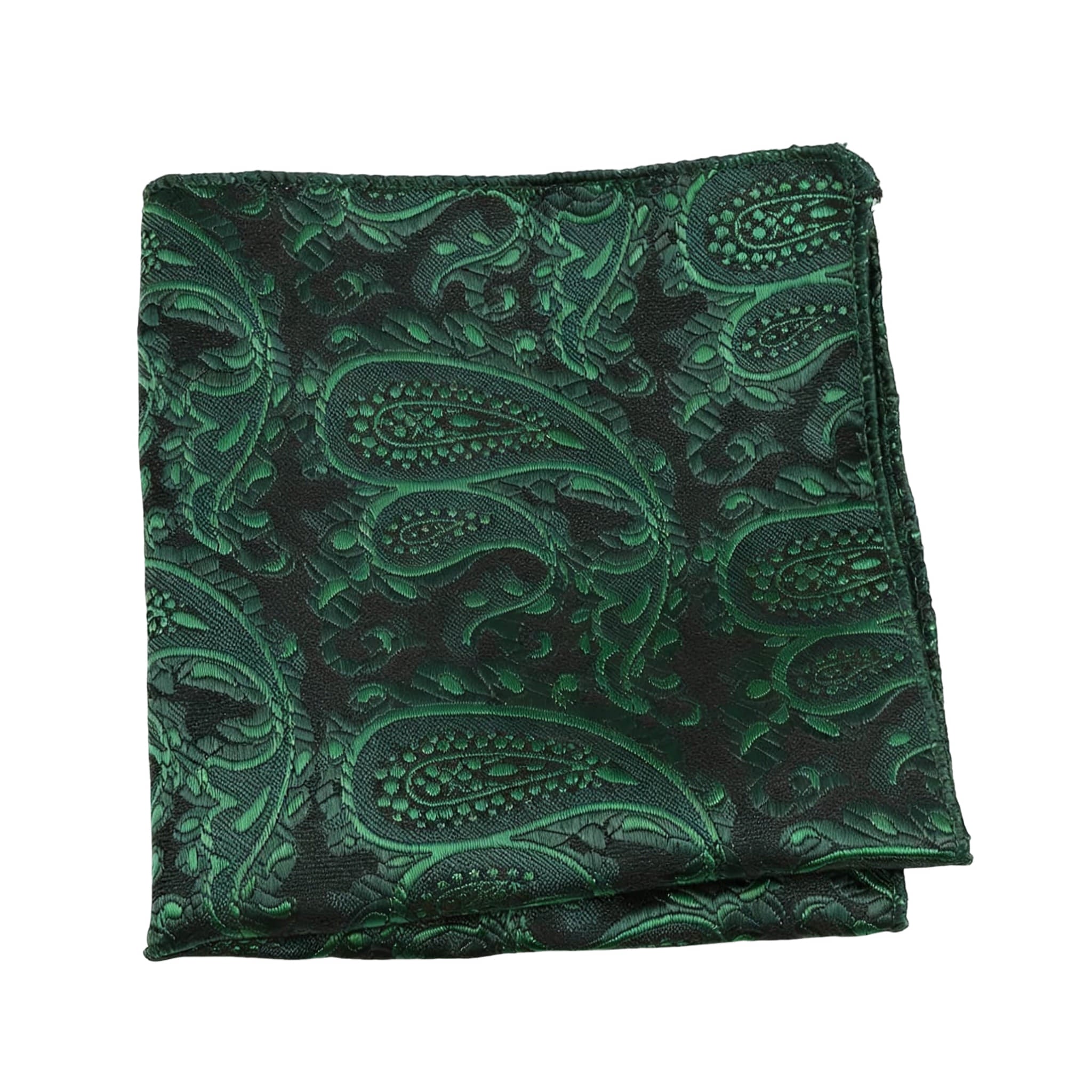 Black Green Paisley Pocket Square