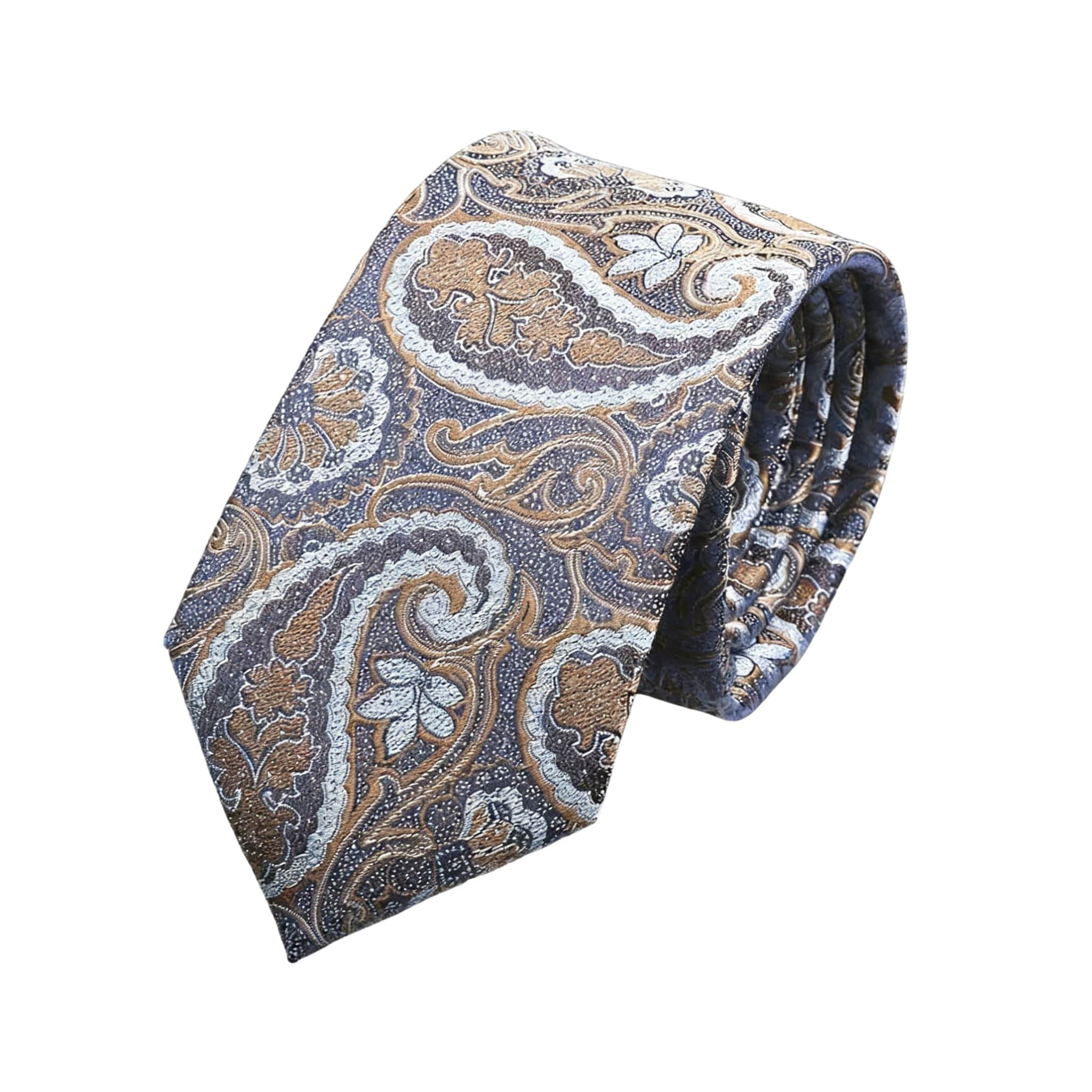Blue Brown Paisley Necktie