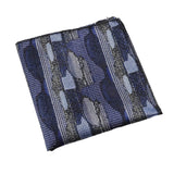 Navy Blue Silver Geometric Pocket Square