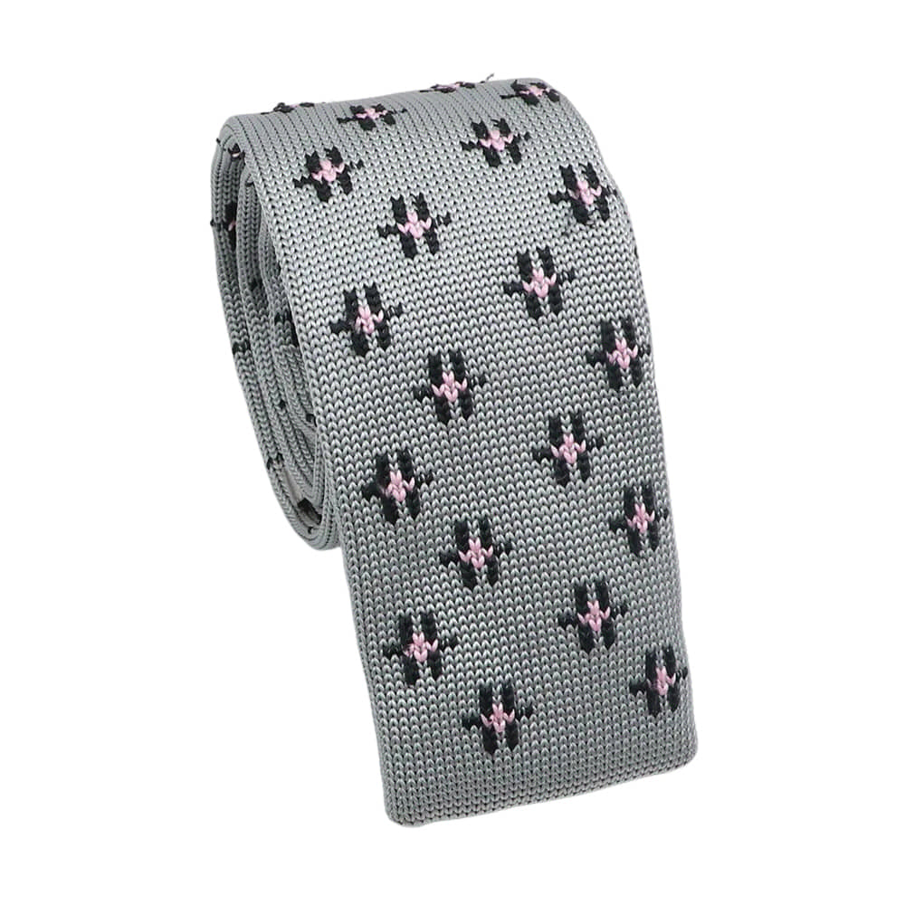 Gray Black Floral Necktie