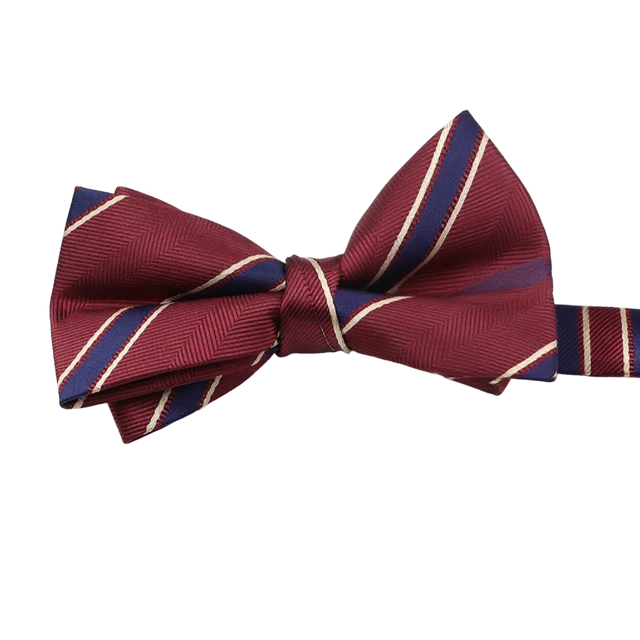 Burgundy Blue Striped Bowtie