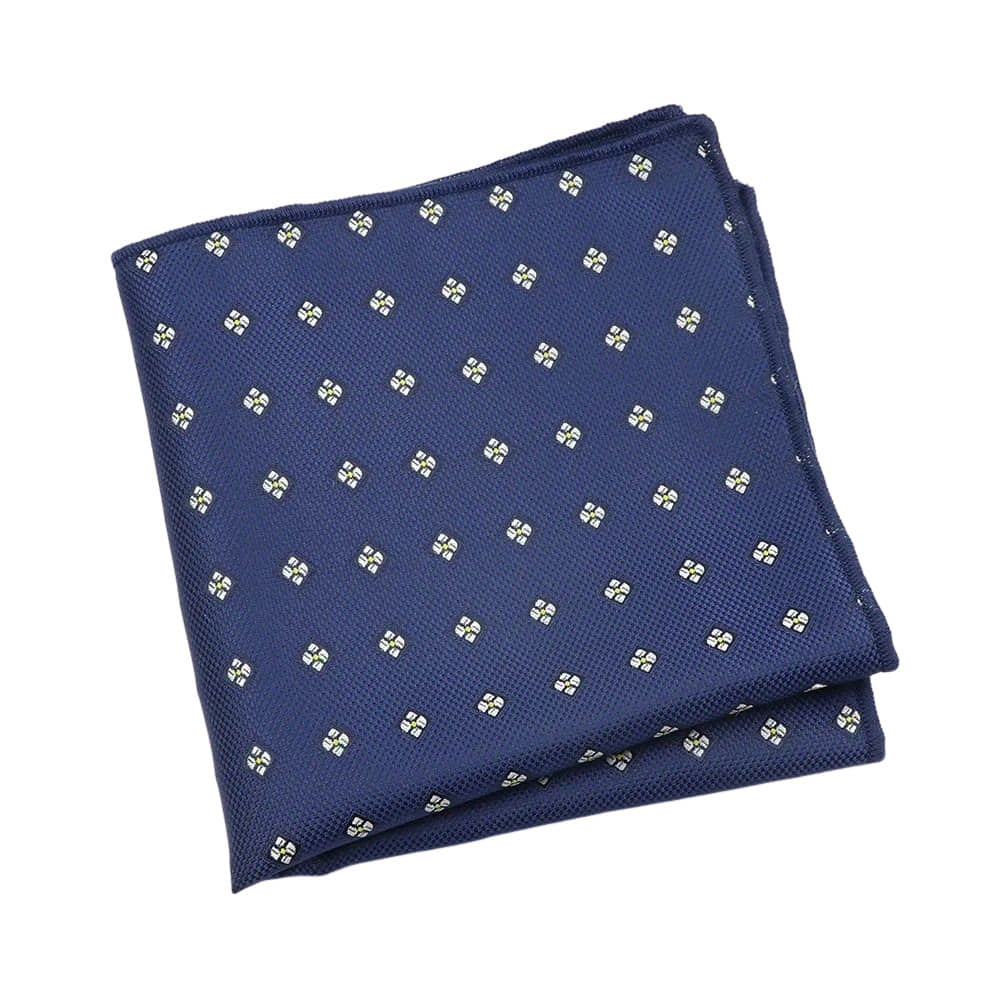 Navy Blue Yellow Dotted Pocket Square