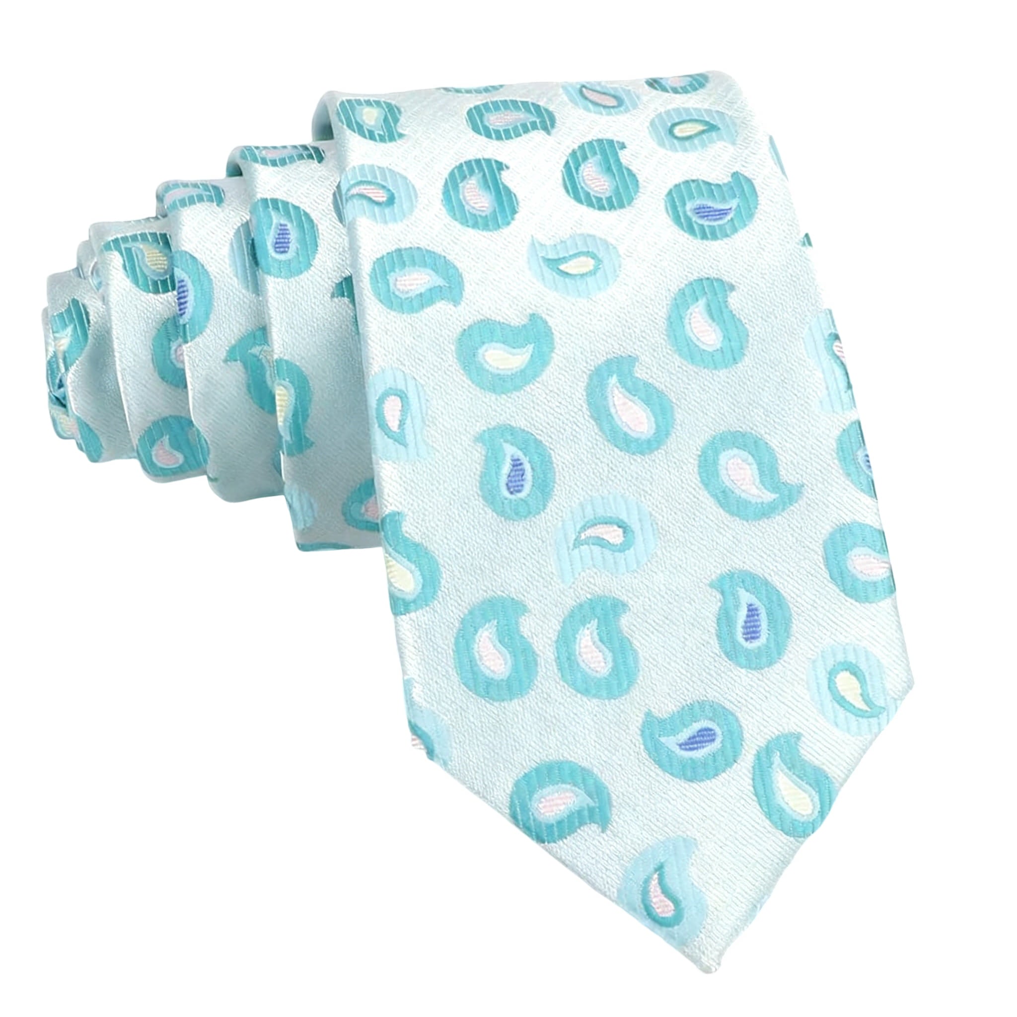 Light Blue Teal Paisley Necktie