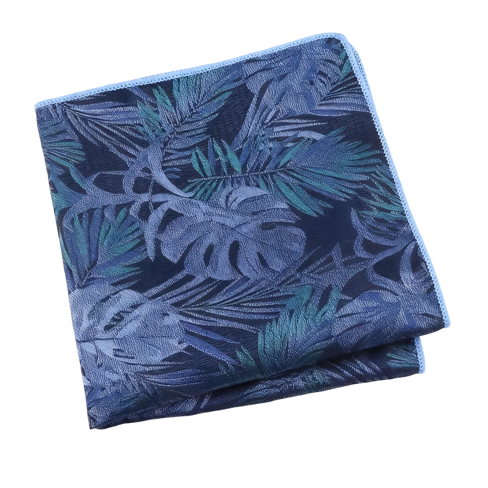 Blue Green Leaf Pocket Square