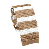 Tan White Striped Necktie
