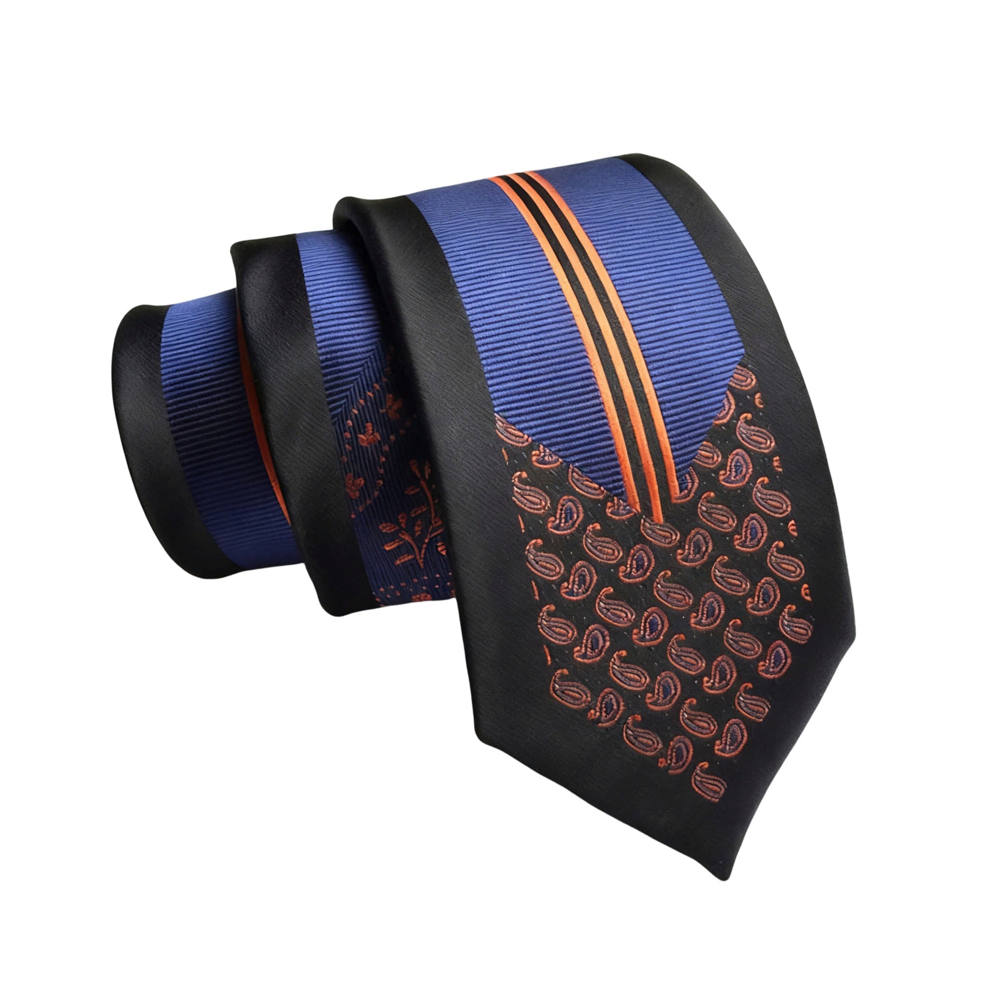 Black Orange Paisley Necktie