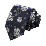 Black White Floral Necktie