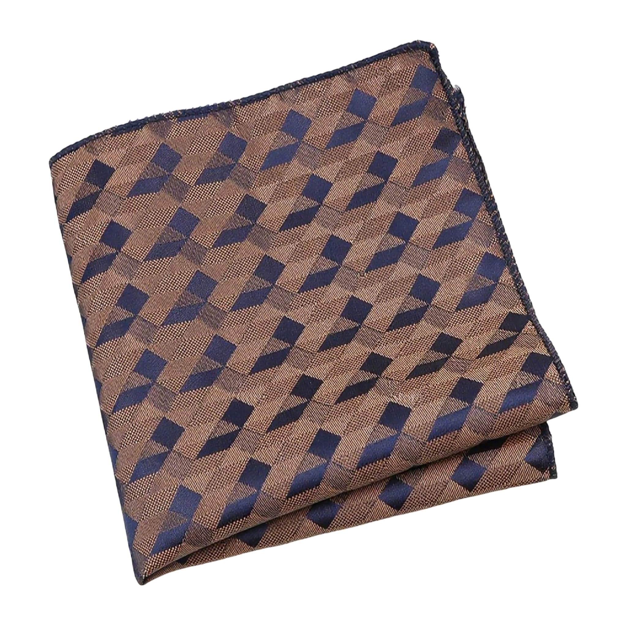 Brown Navy Geometric Pocket Square
