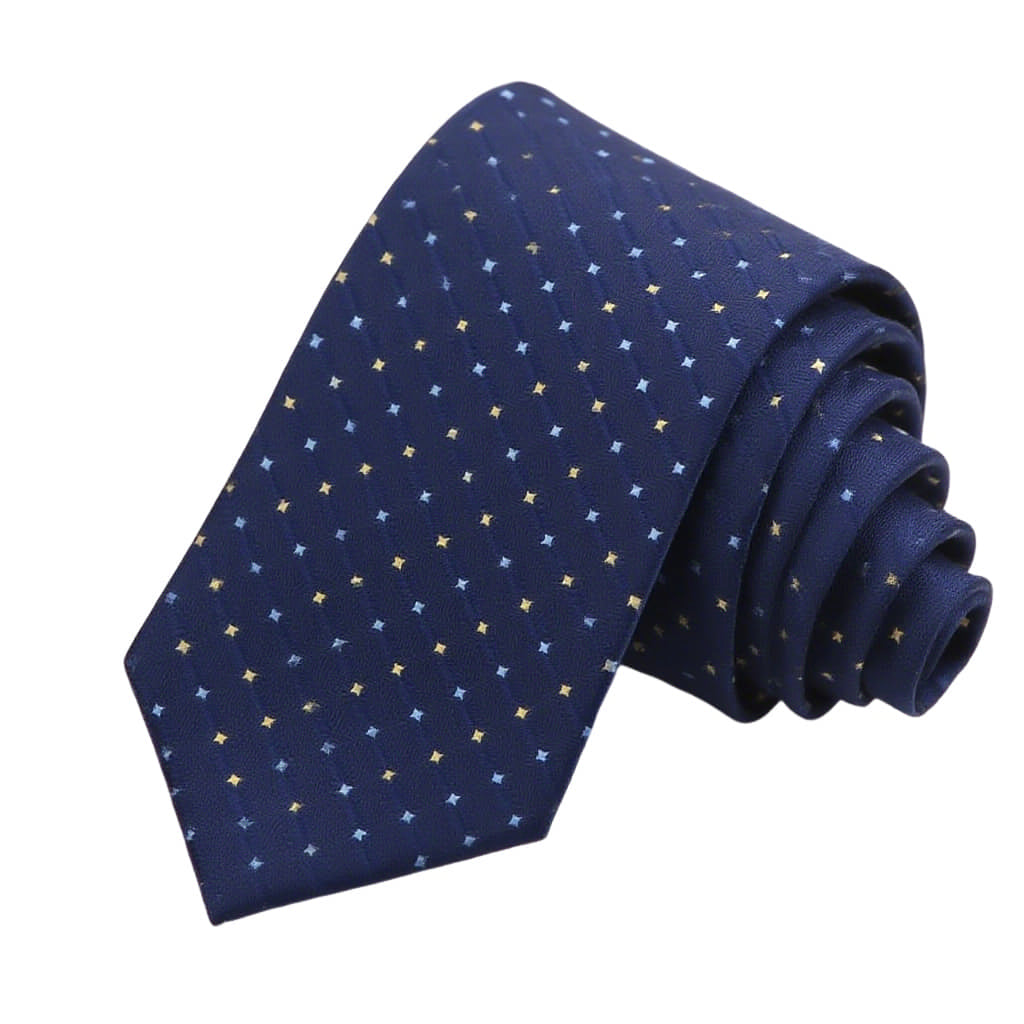 Navy Blue Yellow Geometric Necktie