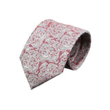 Red Silver Floral Necktie