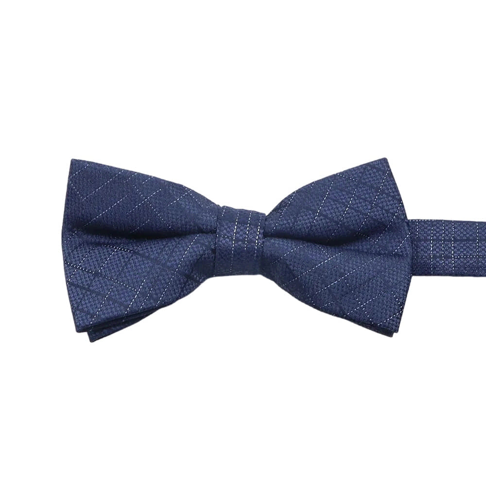 Navy Blue White Plaid Bowtie