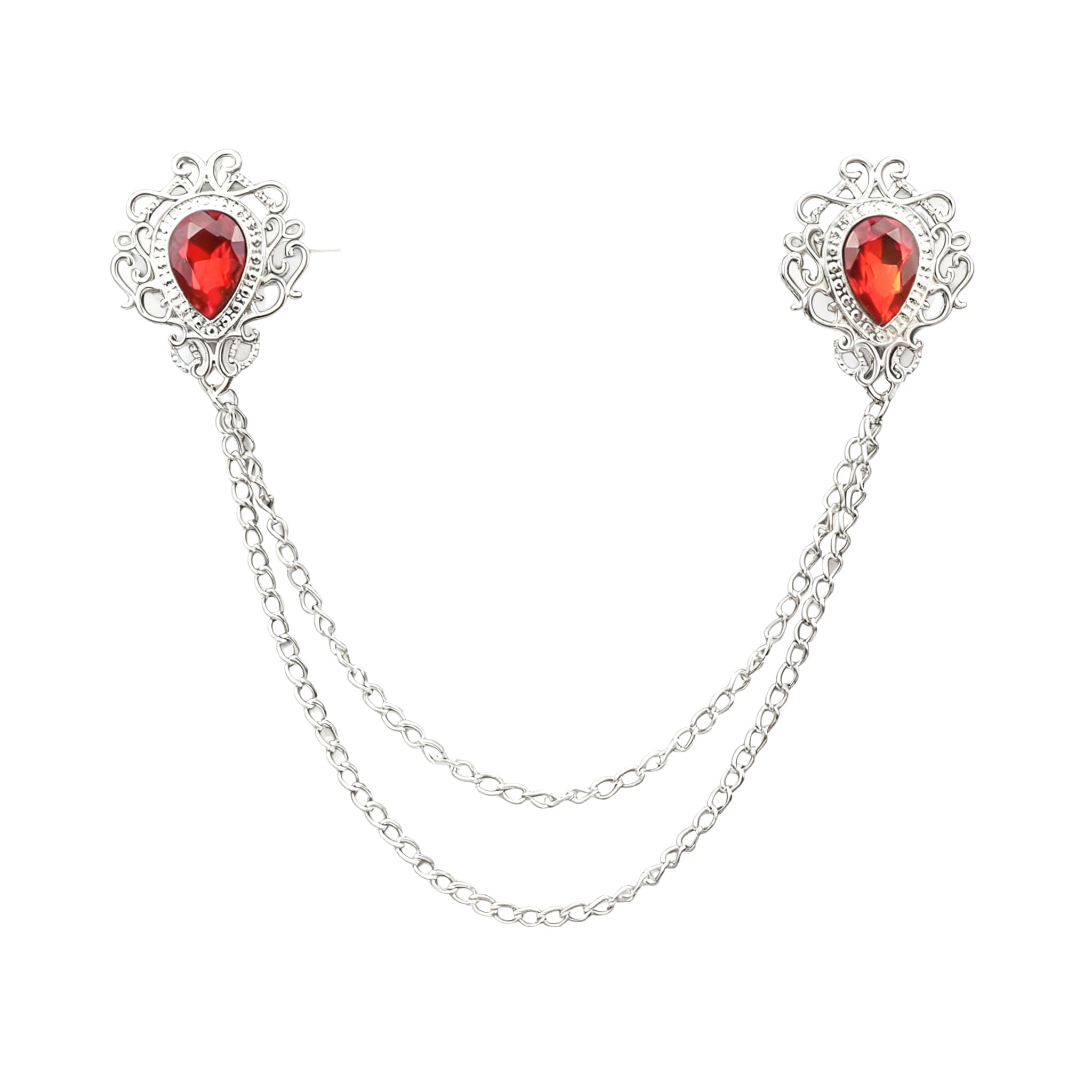 Silver Red Rhinestone Accessorie