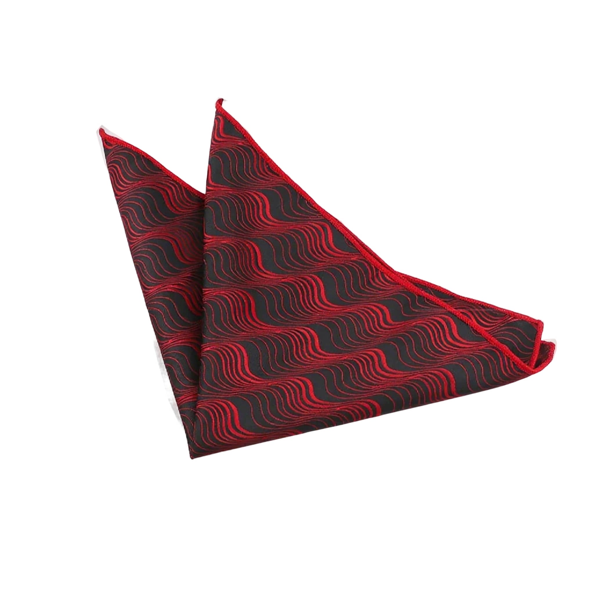 Black Red Wavy Pocket Square