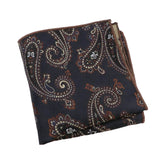 Navy Blue Brown Paisley Pocket Square