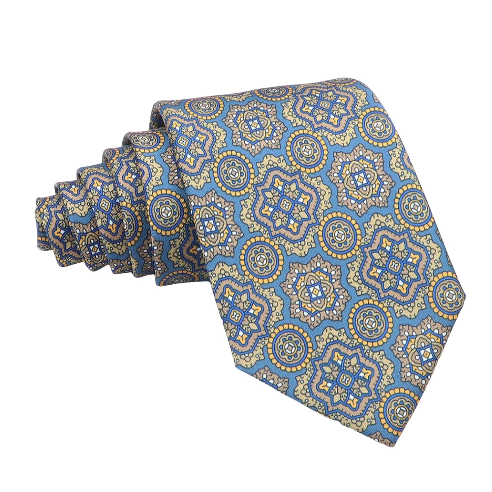 Blue with Yellow Geometric Necktie