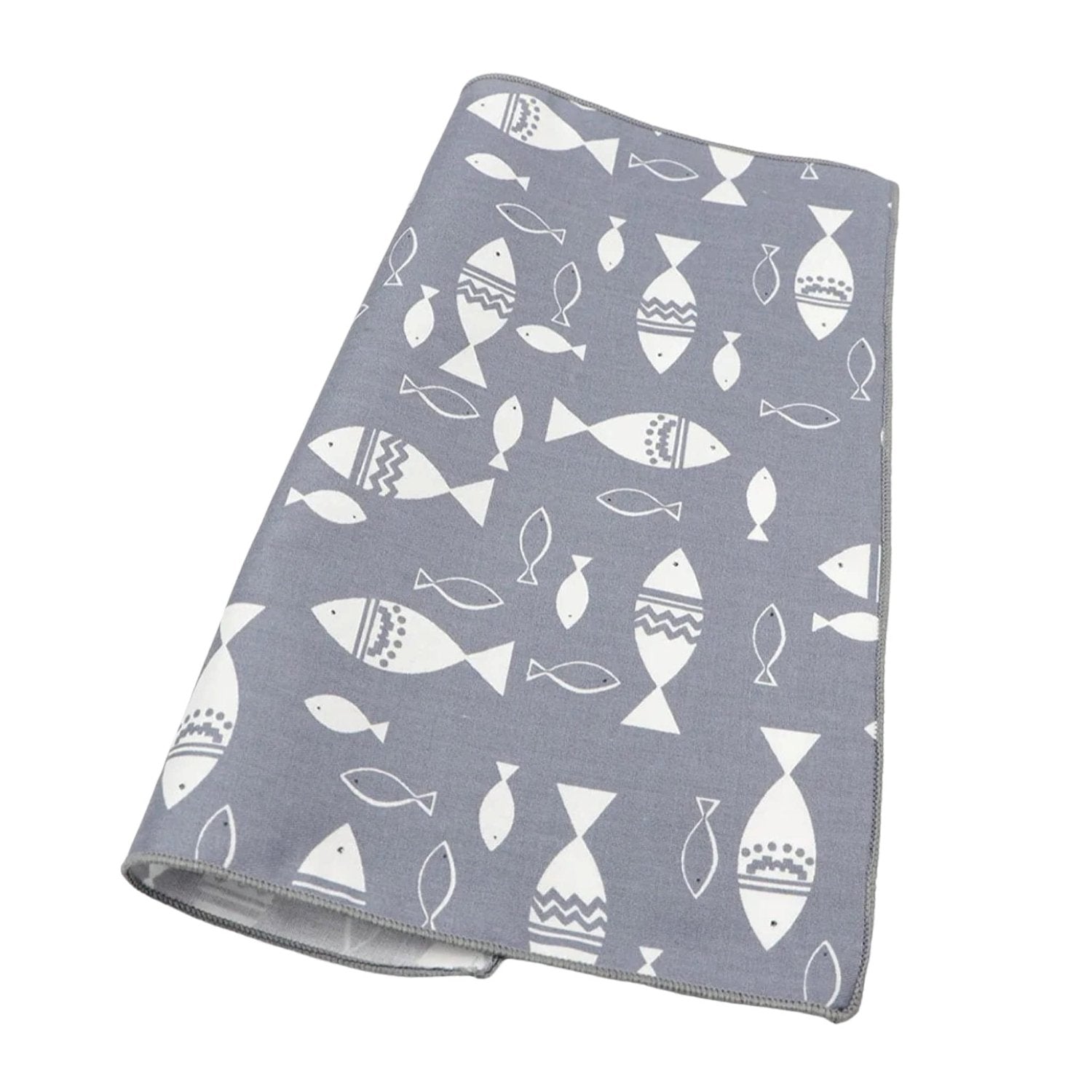 Gray with White Fish Pocket Square