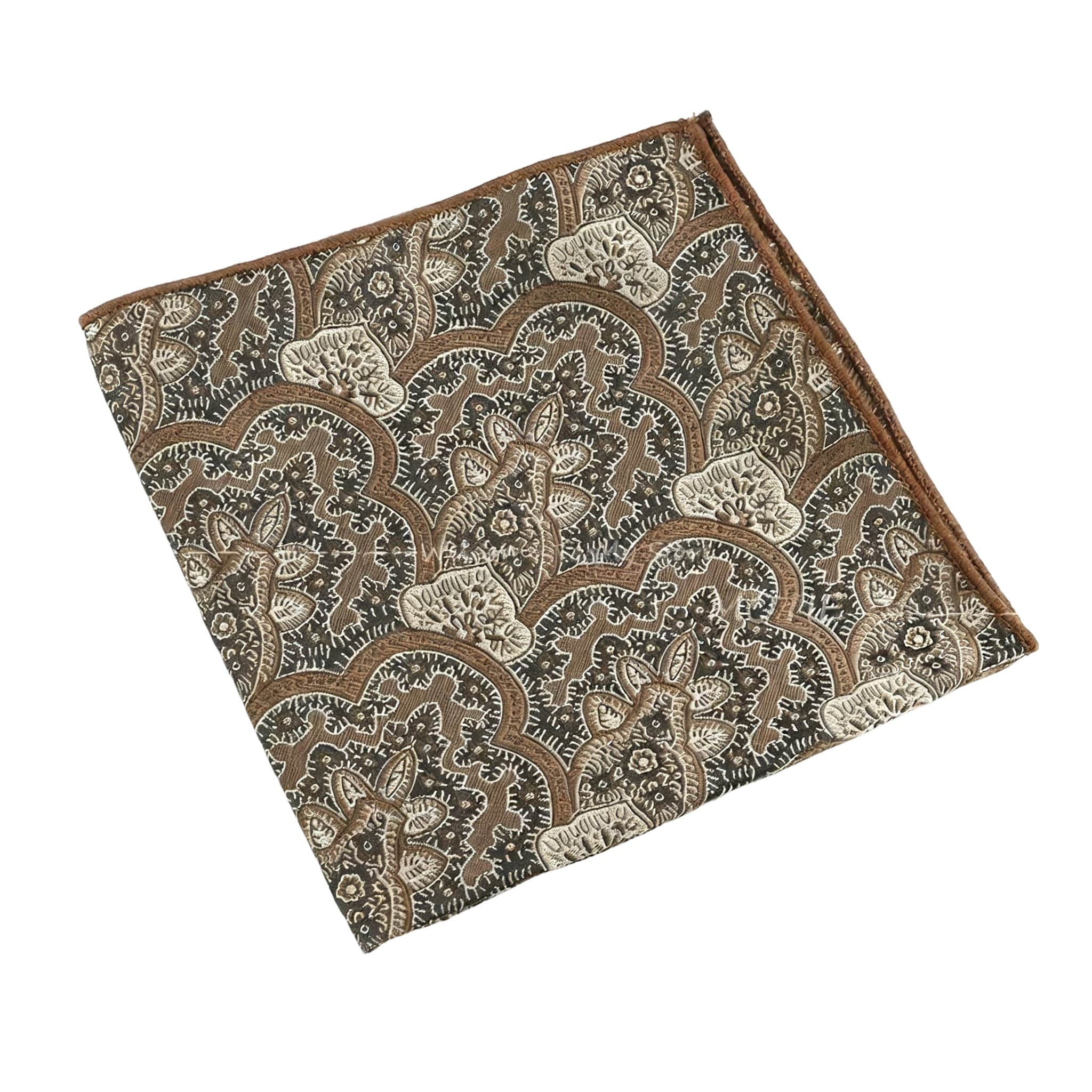 Brown Beige Paisley Pocket Square