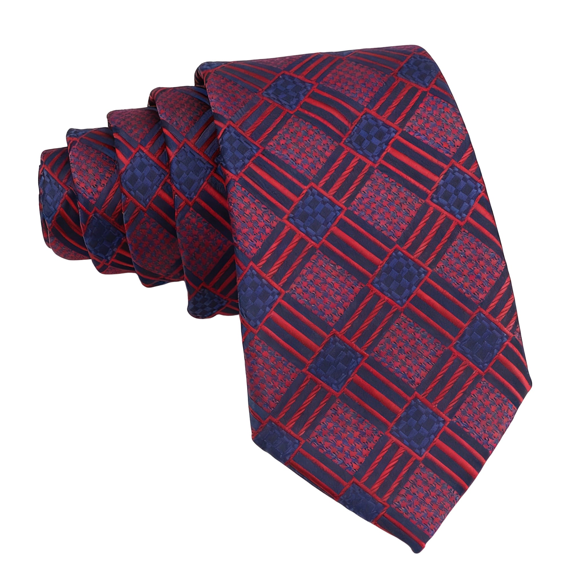 Red With Blue Checkered Necktie