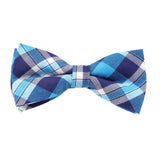 Blue White Plaid Bow Tie