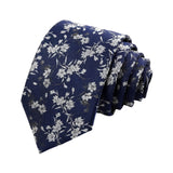 Navy Blue White Floral Necktie