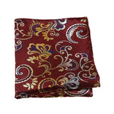 Burgundy Gold Floral Pocket Square